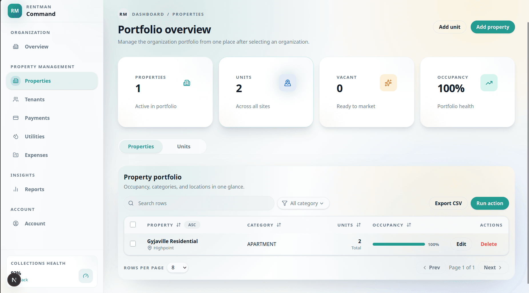 BomaPay property management dashboard showing rent, occupancy, properties, and tenant records